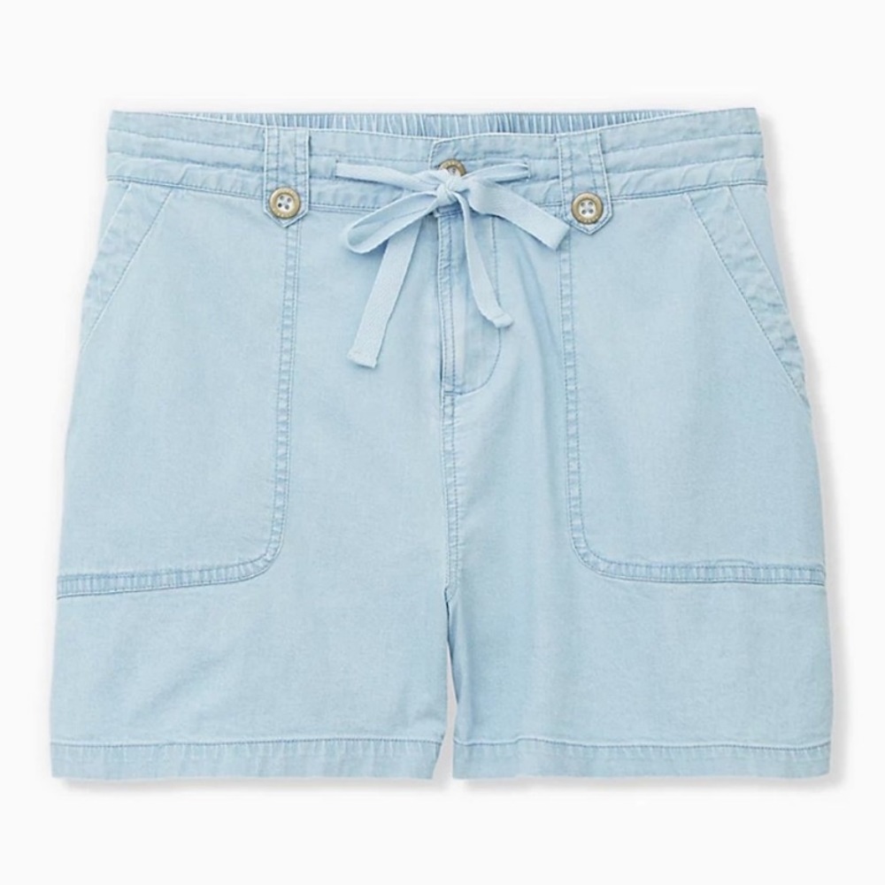 Torrid Chambray Drawstring Pull On Shorts Light W… - image 4